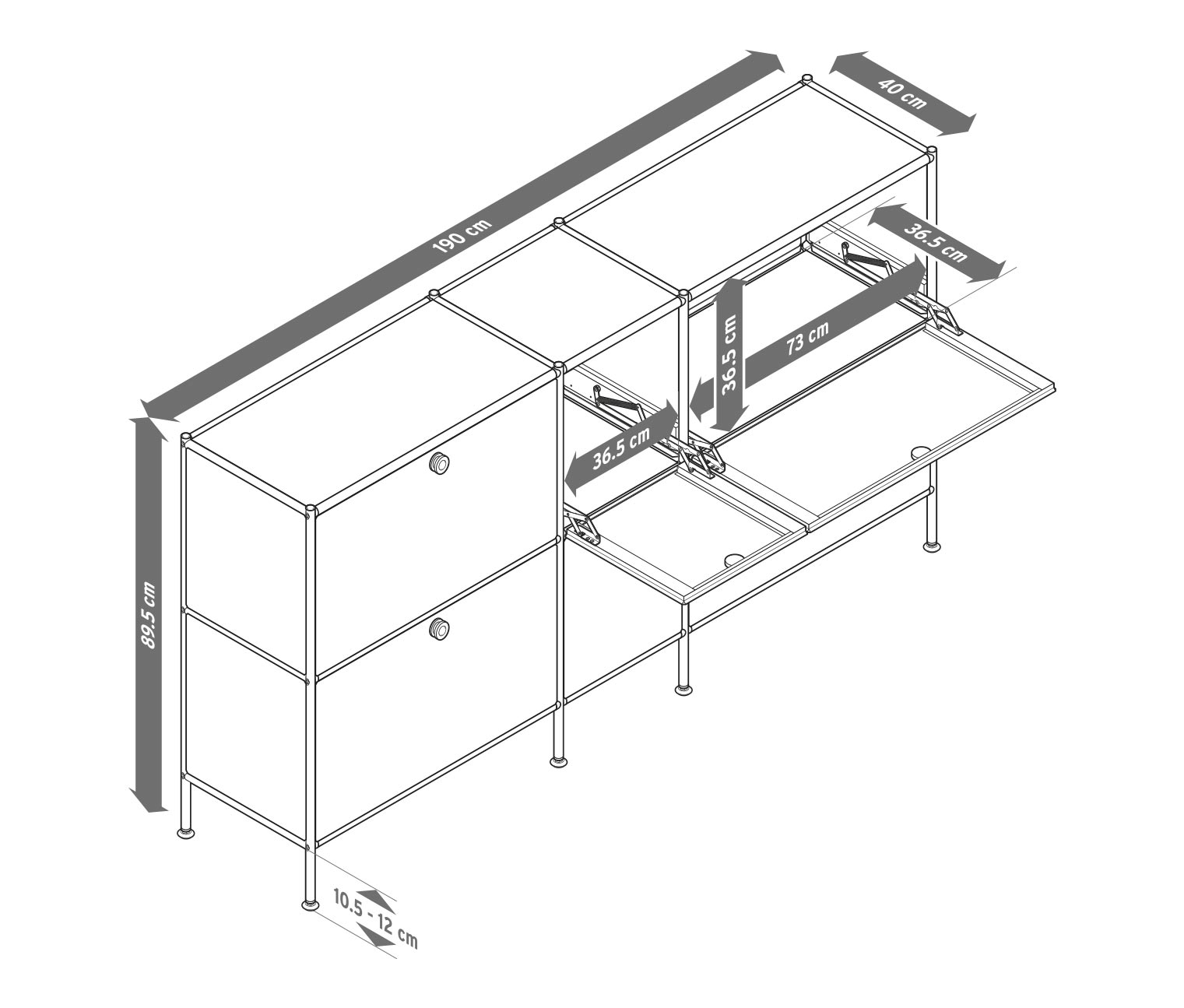 Sideboard Metall CN3 groß mit 6 Klappenfächern weiß online bestellen