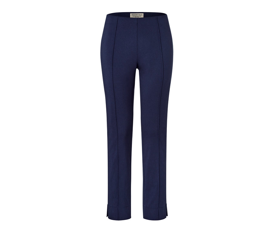 Dunkelblaue Stretchhose.