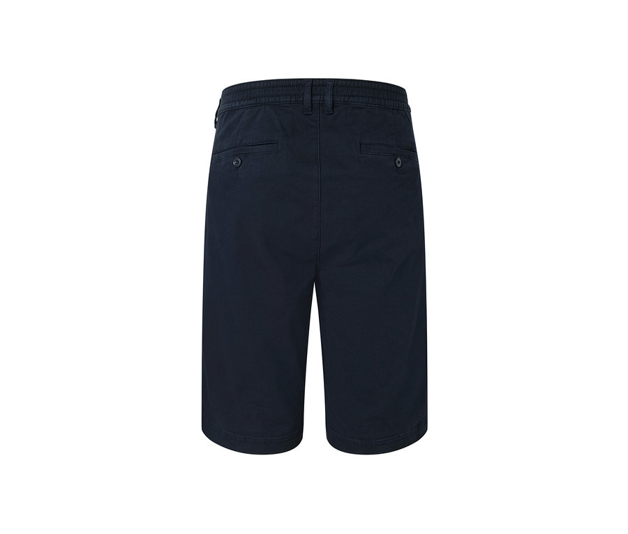 Marineblaue Chino-Shorts von hinten.