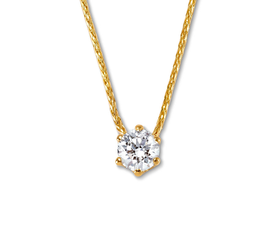 585 Gold-Kette mit Brillantanhänger.