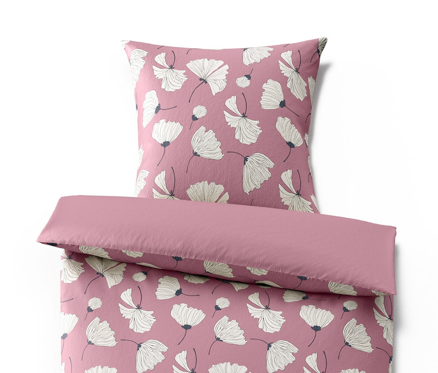 Altrosa Microfaser-Bettwäsche mit Blumenmuster, Normalgröße.