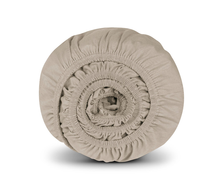 Gerolltes graues SCHIESSER Edeljersey-Spannbettlaken »Jessi«.