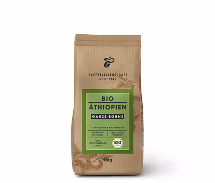 Braune Papiertüte Bio Äthiopien - 250 g Ganze Bohne Kaffee.