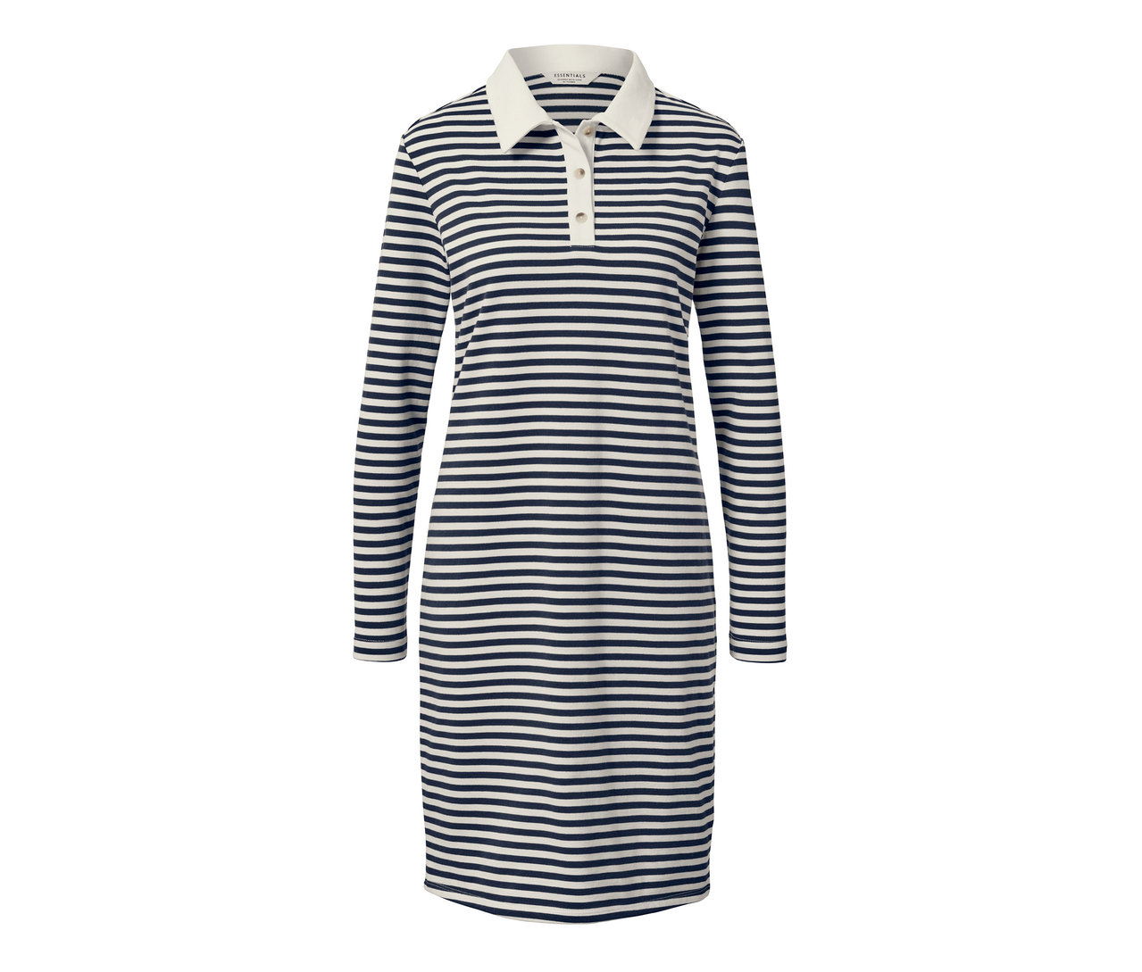 Gestreiftes Sweatkleid mit Polokragen.