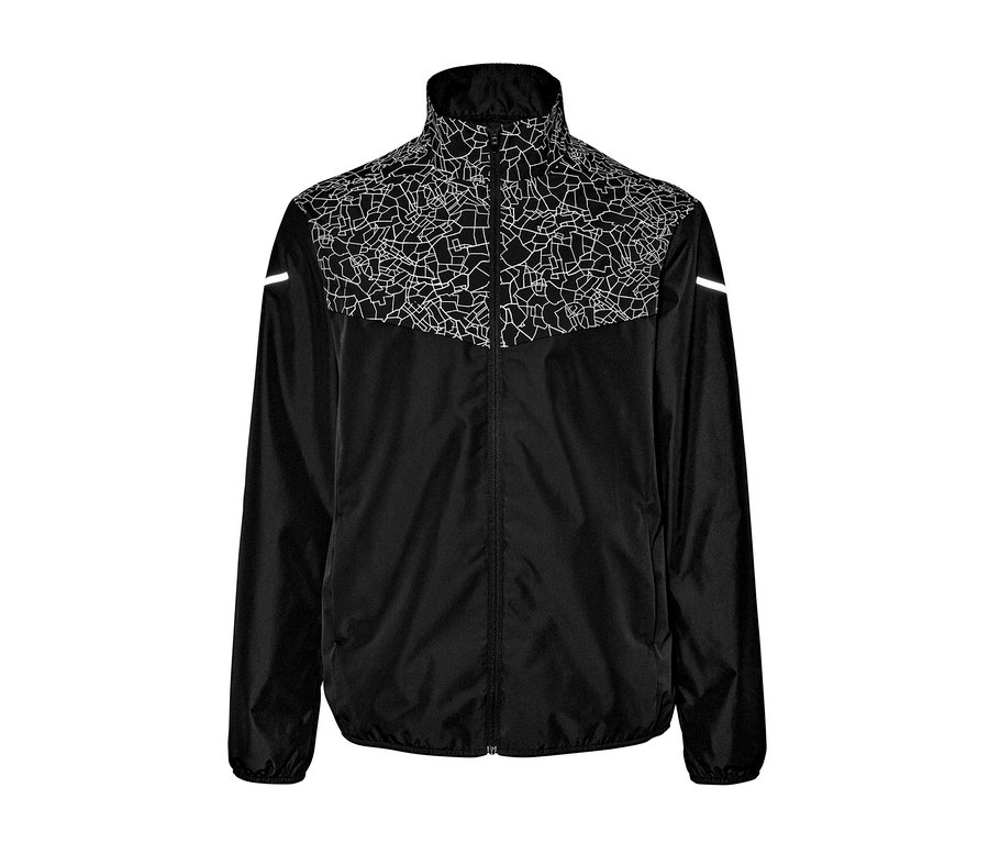 Schwarze Windprotection-Laufjacke.