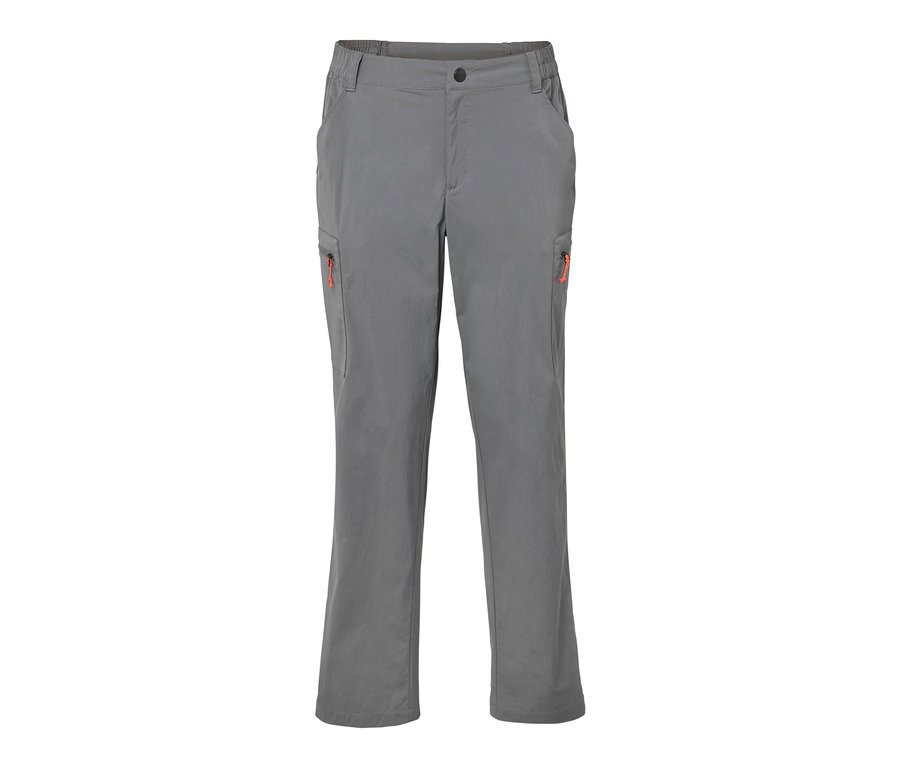 Eine graue, packbare Outdoorhose.