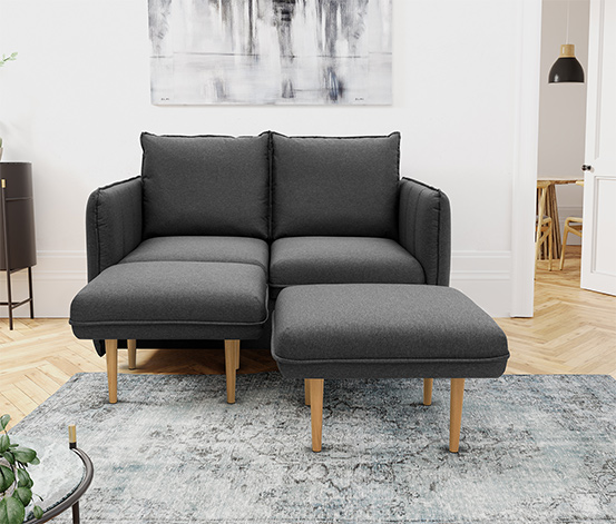 2-Sitzer-Sofa »Ronda« mit Hockern, grau online bestellen bei Tchibo 677961