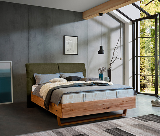 Massivholzbett »Norina« von ADA AUSTRIA premium, mit Lattenrost und Matratze,  180 x 200 cm, schilfgrün online bestellen bei Tchibo 640401