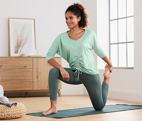 3/4-Sport-und-Yogashirt, grün meliert online bestellen bei Tchibo 624730