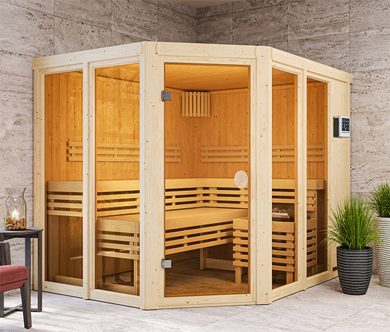 Karibu Sauna »Scarlett 3« im Set mit 9-kW-Bio-Ofen und Bio-Steuerung online  bestellen bei Tchibo 642404