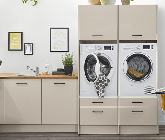 Waschmaschinenschrank mit Unterschrank, links, kieselgrau online bestellen  bei Tchibo 664987