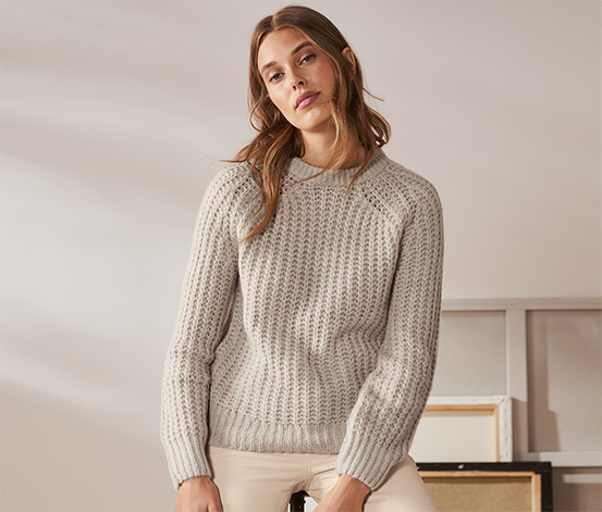 Grobstrick-Pullover mit Wolle, cremefarben meliert online bestellen bei  Tchibo 620950