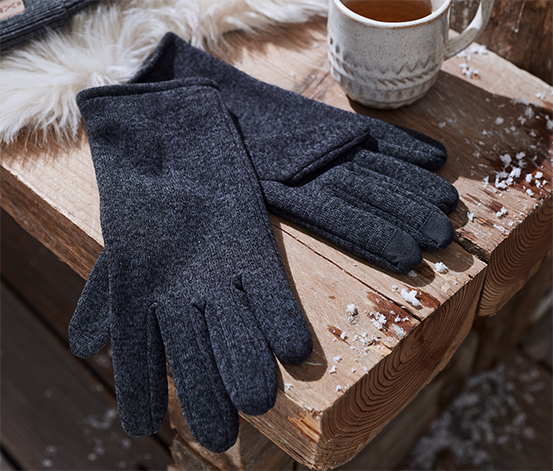 Strickfleece-Handschuhe, dunkelblau meliert online bestellen bei Tchibo  617221