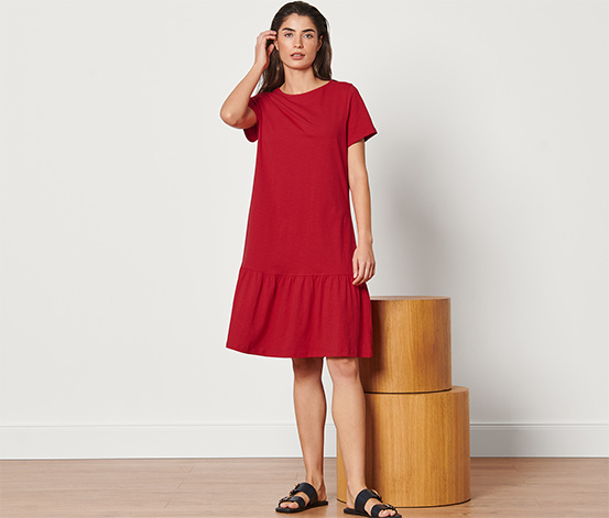 Jerseykleid mit Volant, rot online bestellen bei Tchibo 662284