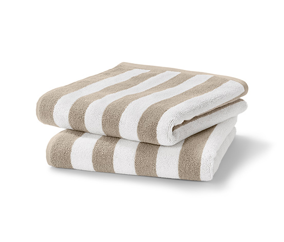 2 hochwertige Handtücher, beige-weiß gestreift online bestellen bei Tchibo  642363