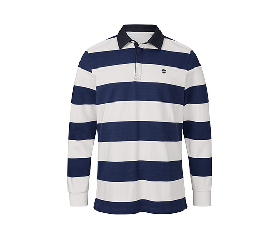 Langarm-Poloshirt, blau-weiß online bestellen bei Tchibo 629689
