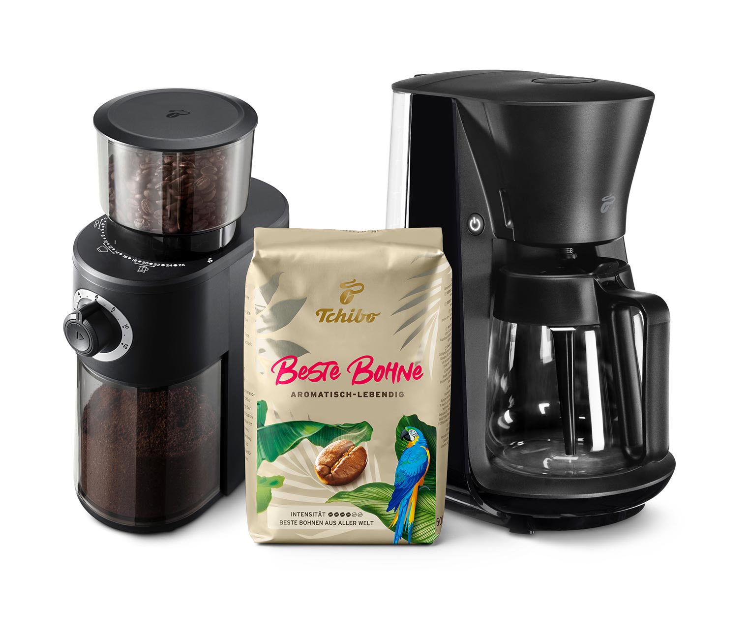 Tchibo Filterkaffeemaschine »Let's Brew«, schwarz (inkl. elektrischer  Kaffeemühle und 500 g Beste Bohne) online bestellen bei Tchibo 523580