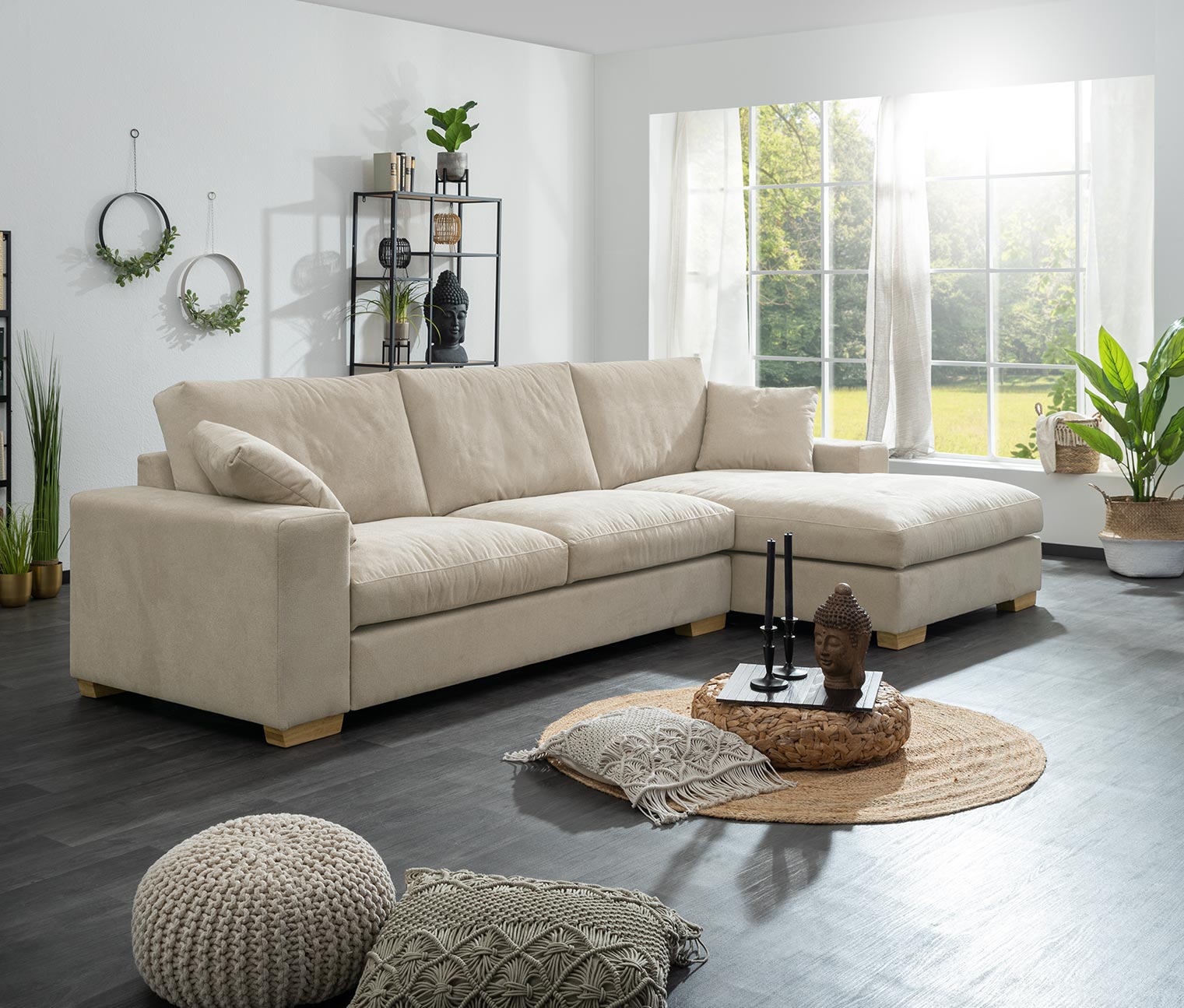 2,5-Sitzer-Sofa »Lea« mit Longchair rechts, beige online bestellen bei  Tchibo 654535