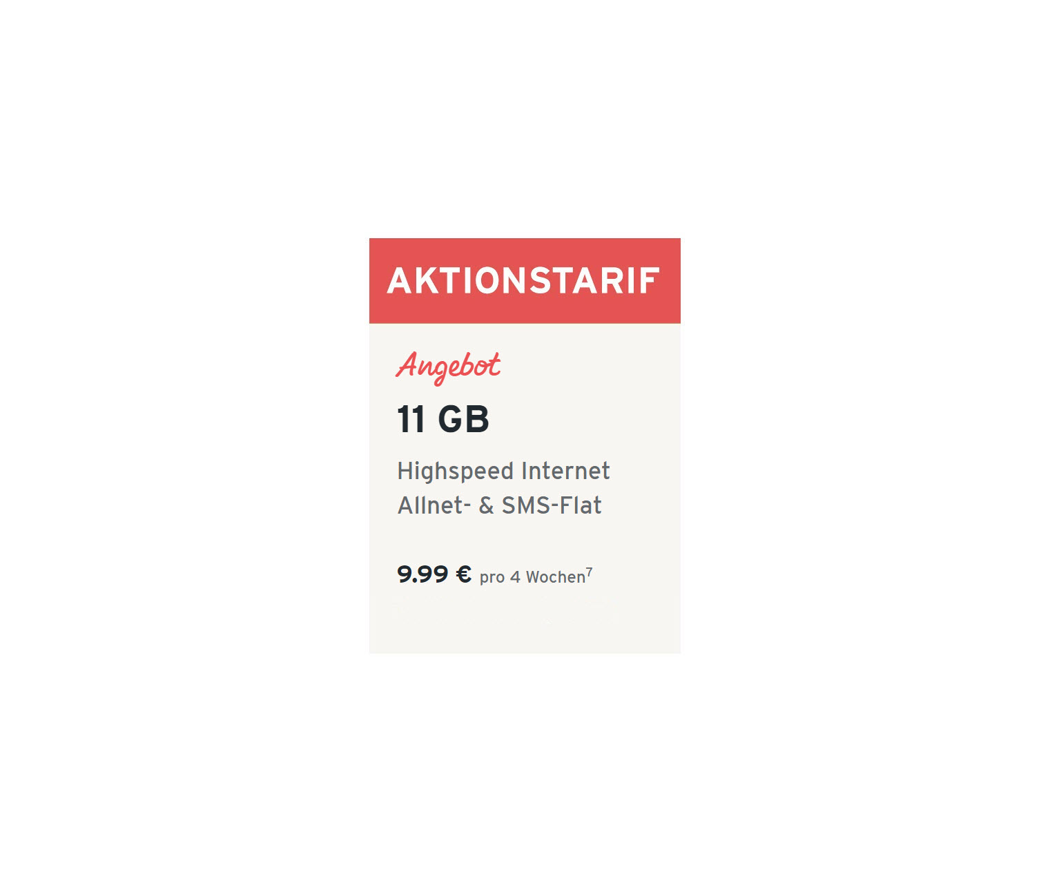 Aktionstarif mit 11 GB für 9,99 € pro 4 Wochen online bestellen bei Tchibo  530288