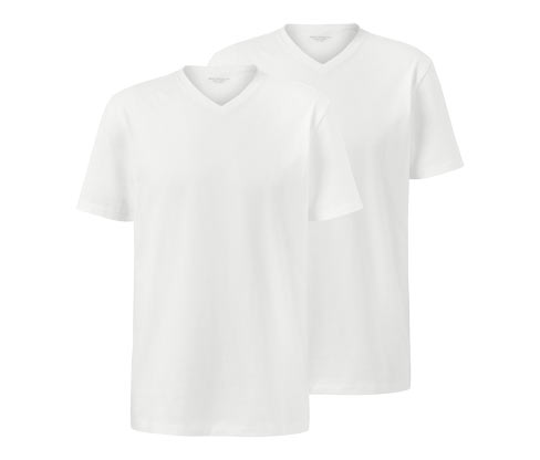 Tchibo 2 T-Shirts mit V-Ausschnitt - Weiss - Gr.: M