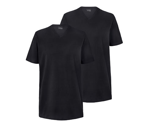 Tchibo 2 T-Shirts mit V-Ausschnitt - Schwarz - Gr.: L