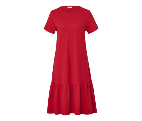 Tchibo Jerseykleid mit Volant - Rot - Gr.: M