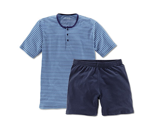 Kurzer Schlafanzug, hellblau-dunkelblau online bestellen bei Tchibo 325689