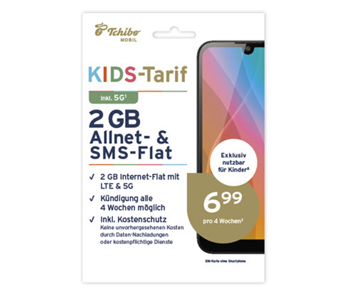 Kids-Tarif mit 2 GB für 6,99 € pro 4 Wochen online bestellen bei Tchibo  531015