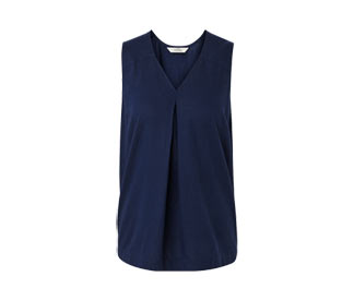 Ärmellose Leinenbluse, navy